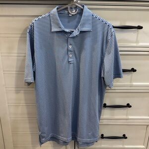 Peter Millar Navy and White Striped Polo Shirt
